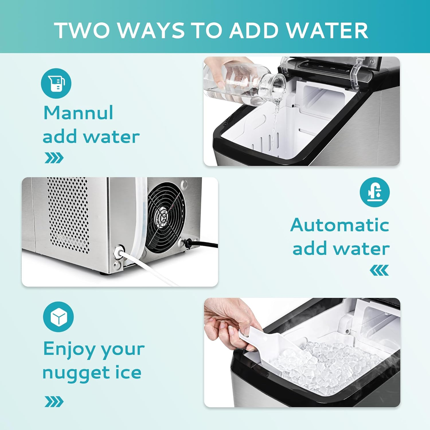 Nugget Ice Maker Countertop(Max 34lbs/Day)