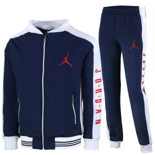 Nike Jordan Men's Double Knit Zip Jacket & Pants Set Navy/White