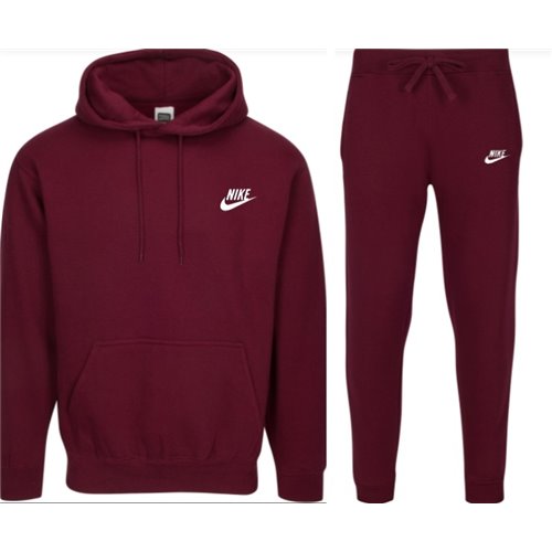 Nike Sportswear Club Fleece Men's Pullover Hoodie Hoodie & Pants Set Burgundy