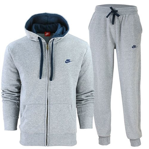 Nike Sportswear Club Fleece Zip Hoodie & Pants Set Gray/Blue