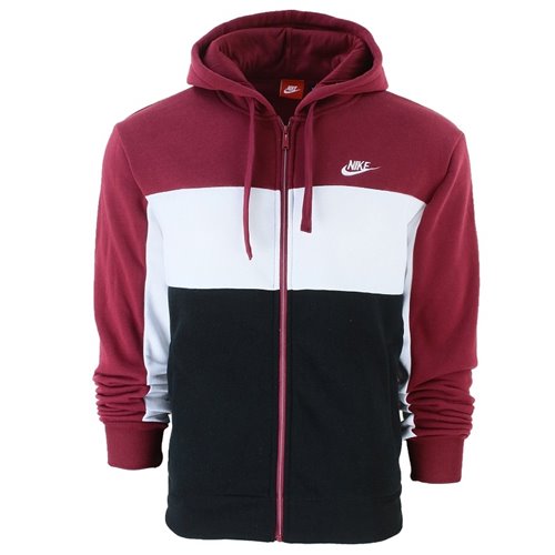 Nike Sportswear Color Block Fleece Zip Hoodie & Pants Set Burgundy