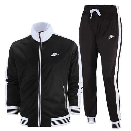 Nike Sportswear Men's Knit Track Suite 2 Pc Set Black/White